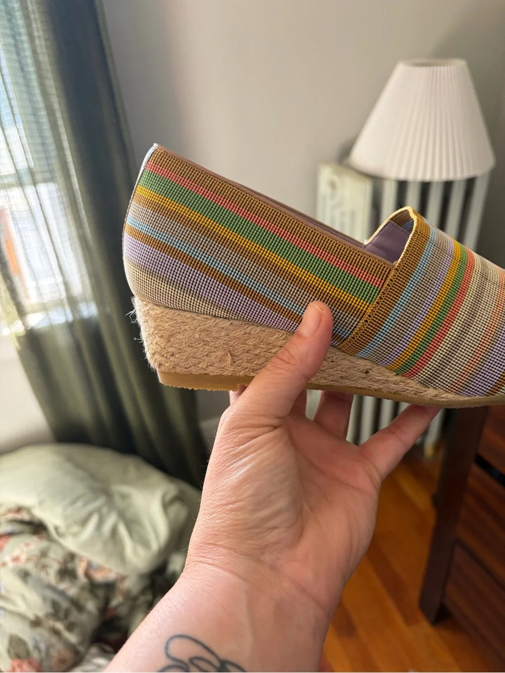 SAS Multicolor Striped Espadrille Wedge - Green, Yellow, Brown, Blue